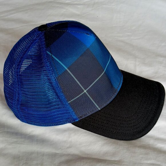 Black & Blue Plaid Cotton & Mesh Adjustable Baseball Cap - Picture 2 of 5